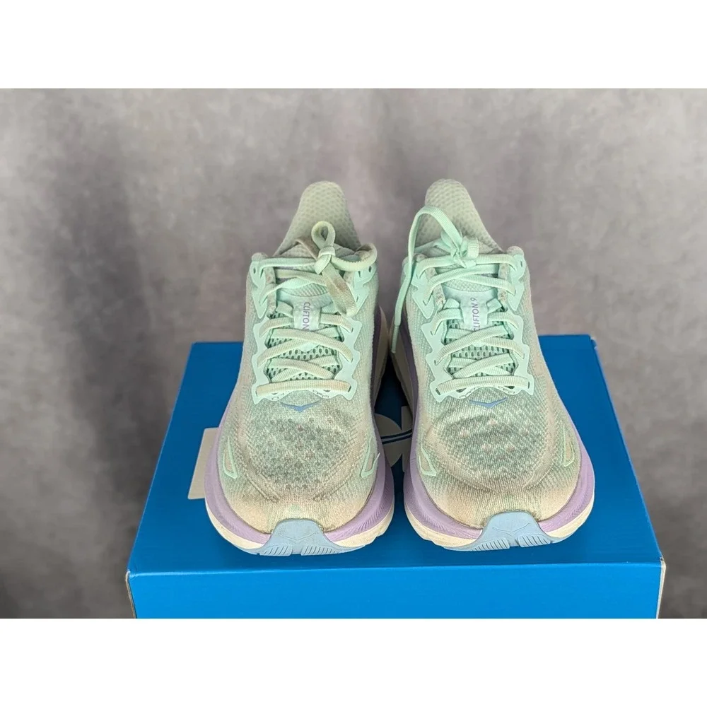 Hoka Clifton 9 Womens Running Shoes Sea Glass Orchid‎ Mauve Size 7.5B